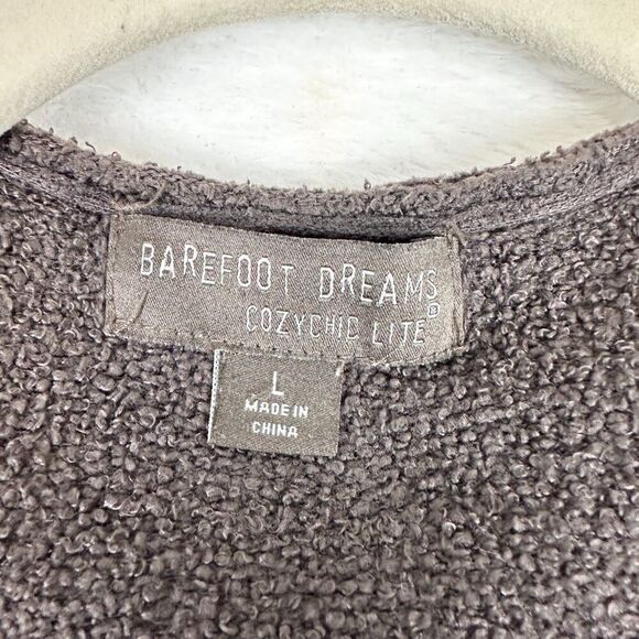 Barefoot Dreams Cozychic Lite Hooded Cardigan Size Large Brown Pockets - Picture 3 of 4